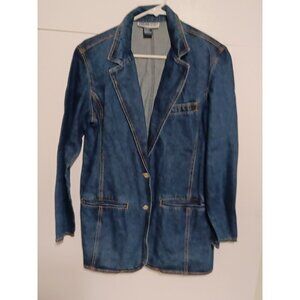 Vintage Adriana Sport Womens Dark Wash 2 Button Denim Jacket Size M